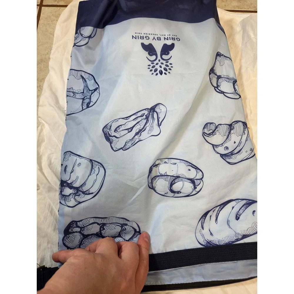 Grin by Grin Reusable Bread Bag Recycled Plastic Eco Friendly Blue 17x11